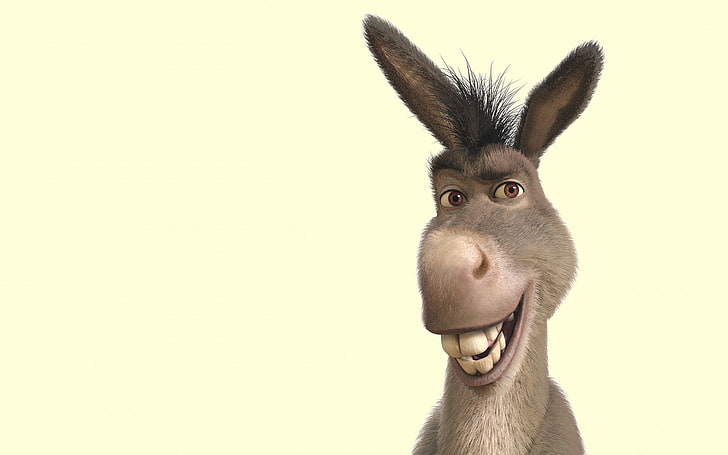 Shrek Donkey, smile, soup, animal, rabbit - Animal, easter, mammal, HD wallpaper