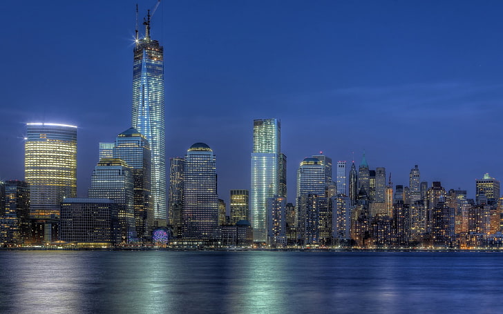 black buildings, city, One World Trade Center, New York City, HD wallpaper