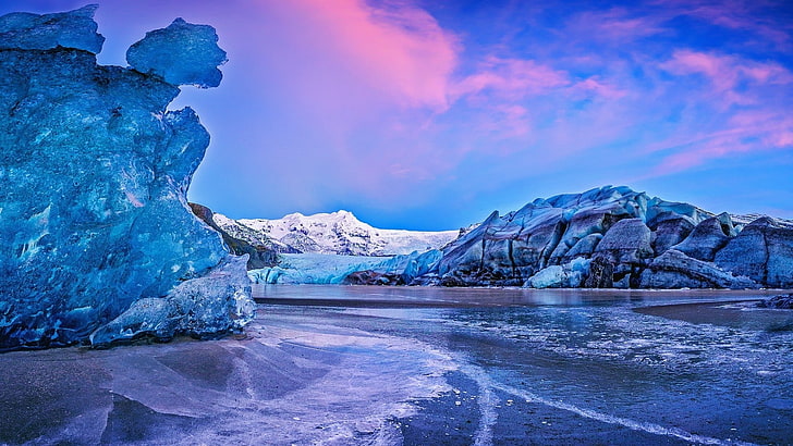 nature, sky, iceberg, arctic, freezing, glacial lake, vatna glacier