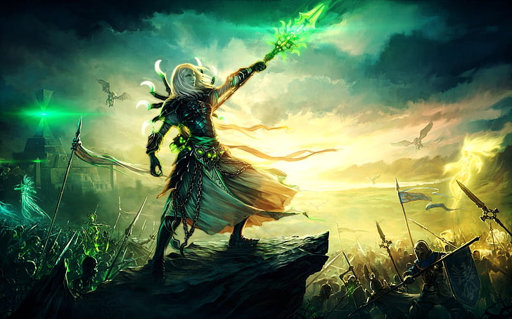 man holding sword illustration, fantasy art, warrior, Heroes of Might and Magic, HD wallpaper