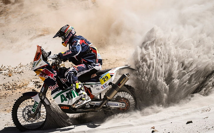 white and black dirt bike, KTM, Dakar, Dakar race, vehicle, sport