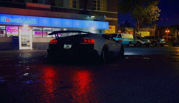 Need for Speed, Lamborghini Murcielago LP640-4, night, drift