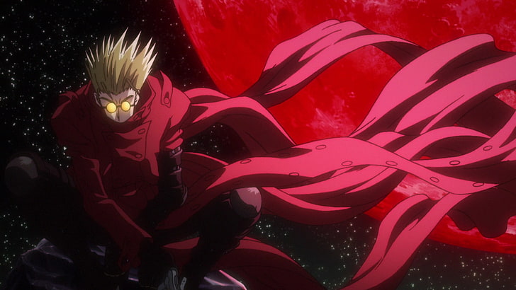 Vash the Stampede illustration, Trigun, anime, manga, red, one person, HD wallpaper