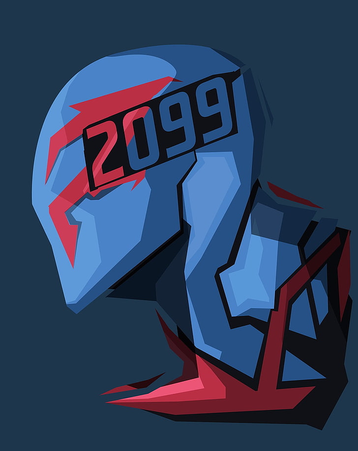 blue and red 2099 illustration, Spider-Man 2099, Marvel Comics, HD wallpaper