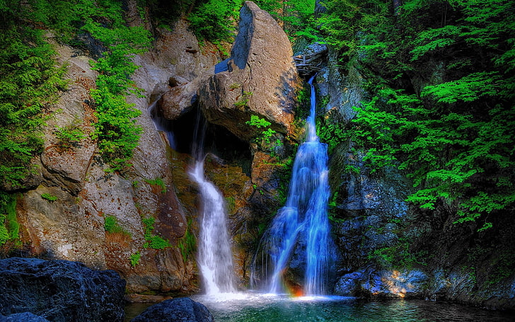 water falls, nature, landscape, waterfall, bash bish falls, rock, HD wallpaper