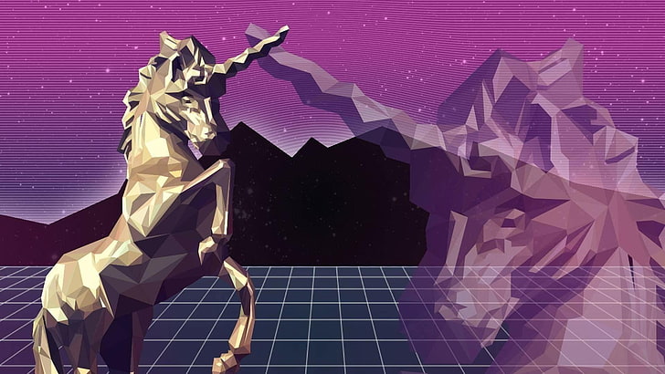 unicorn, awesome, retro, lowpoly, abstract, art and craft, representation