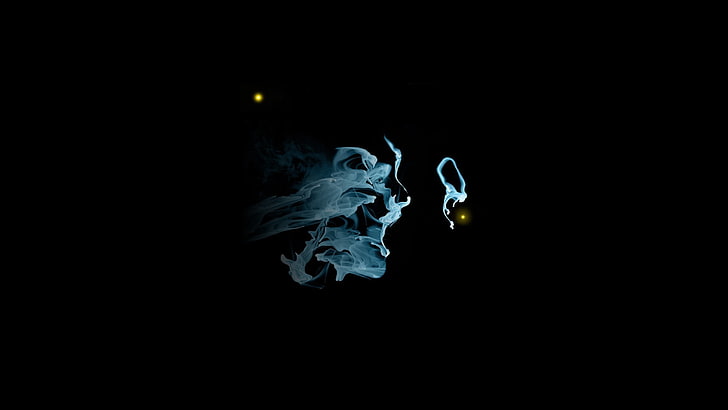 digital art, minimalism, smoke, black background, studio shot