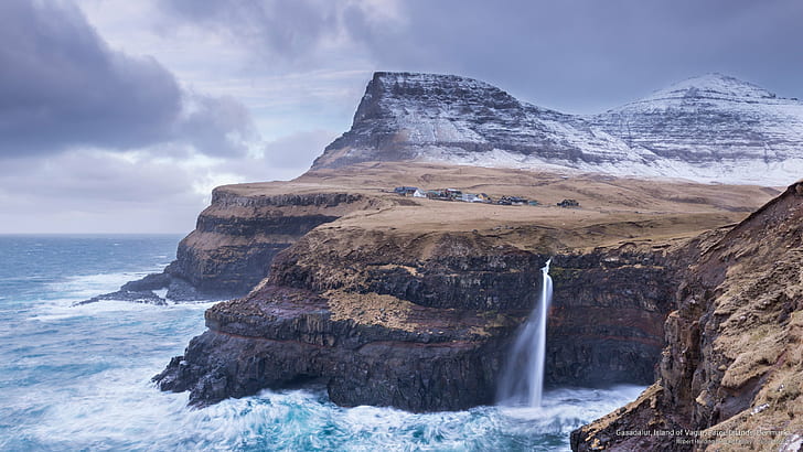 Gasadalur, Island of Vagar, Faroe Islands, Denmark, HD wallpaper