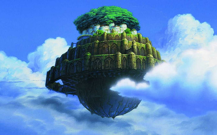 floating island digital wallpaper, anime, Studio Ghibli, Castle in the Sky, HD wallpaper