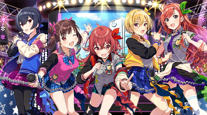 HD wallpaper: anime girls, The Idolmaster: Shiny Colors, singer, open ...