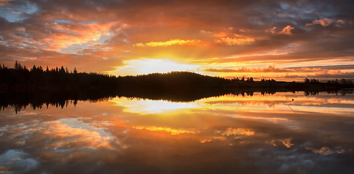 sunset, reflection, HD wallpaper