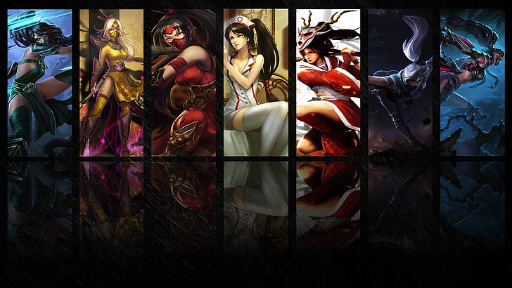 black and red abstract painting, Akali(League of Legends), digital composite, HD wallpaper