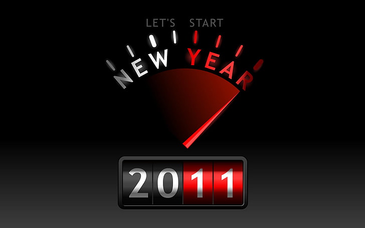 2011 New Year gauge illustration, let's start, black Color, red, HD wallpaper
