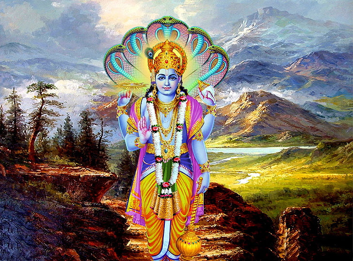 HD wallpaper: Lord Vishnu With Sesha Snake, Hindu deity wallpaper, God,  representation | Wallpaper Flare