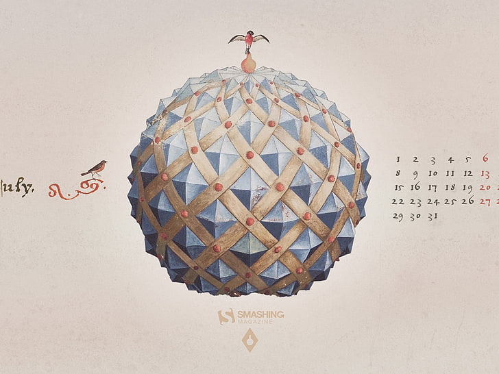 spectate-July 2013 calendar desktop wallpapers, round brown and blue decor
