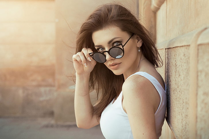 woman wearing black sunglasses, Svetlana Grabenko, model, women, HD wallpaper