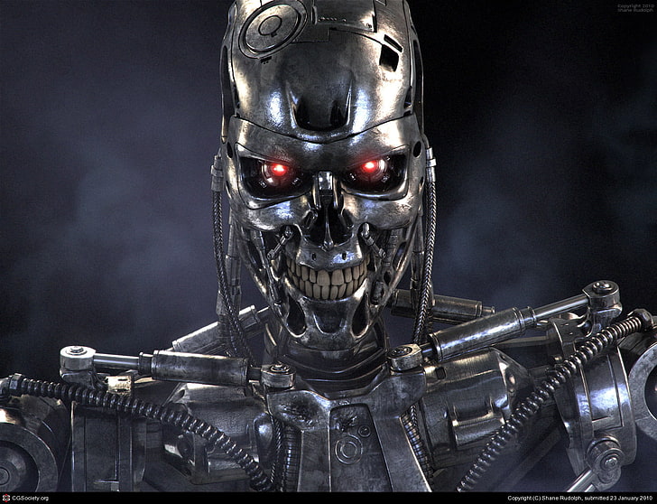 silver Terminator robot digital wallpaper, movies, digital art