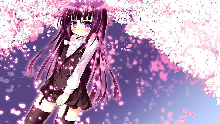 anime, anime girls, cherry blossom, celebration, decoration, HD wallpaper