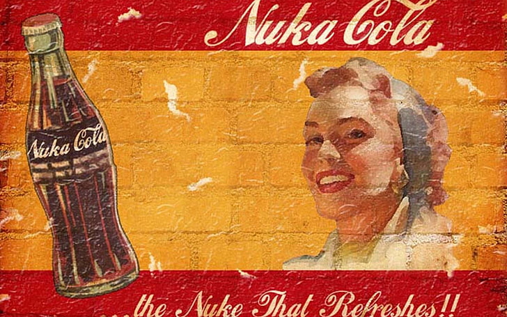 Fallout 3, video games, Nuka Cola, text, wall - building feature