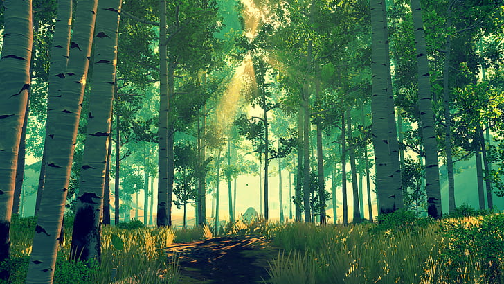 in-game, forest, Firewatch, HD wallpaper