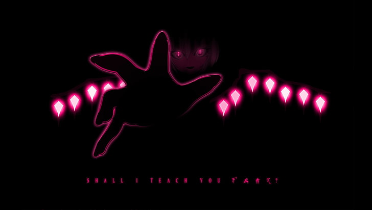 anime, Touhou, Flandre Scarlet, hands, illuminated, black background, HD wallpaper