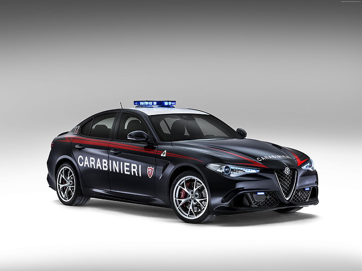 police, safety car, Alfa Romeo Giulia Quadrifoglio Carabinieri, HD wallpaper