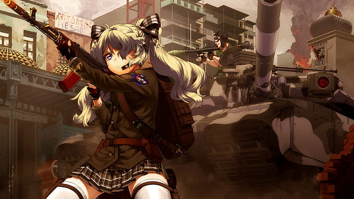 1920x1080 px 47 ak anime Anime Girls gun military Original Characters Skirt Tank weapon Anime Hot Anime HD Art, HD wallpaper