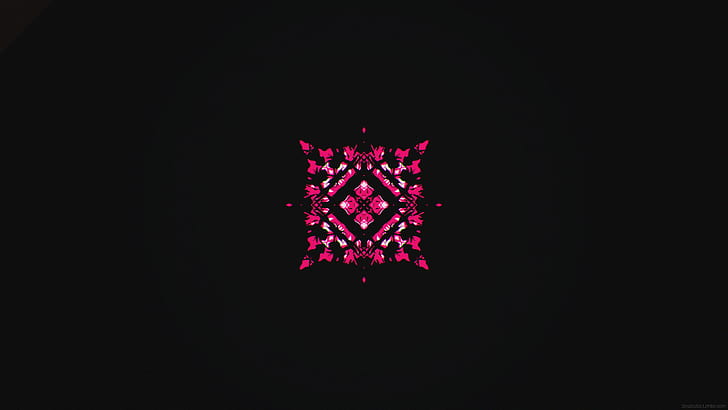 abstract, geometry, black background, pink, HD wallpaper