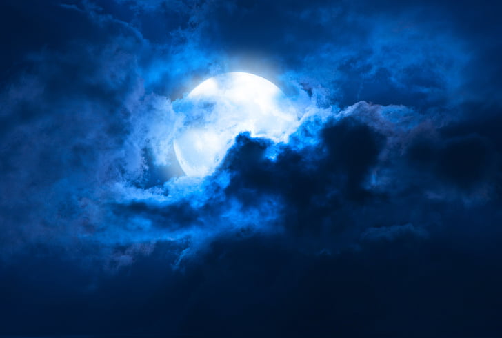 HD wallpaper: blue moon with clouds, Full moon, HD, 4K | Wallpaper Flare