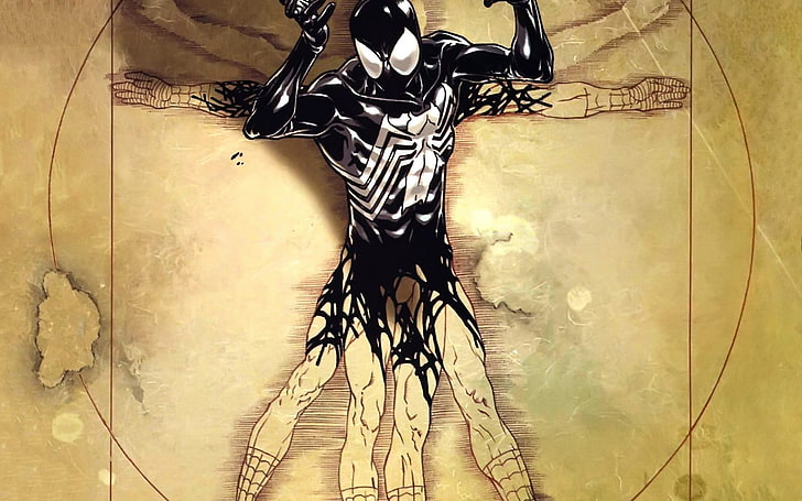 Venom wallpaper, Spider-Man, Marvel Comics, Leonardo da Vinci, HD wallpaper
