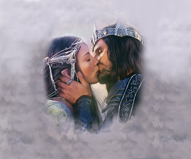brunettes liv tyler kissing king celebrity the lord of the rings aragorn artwork viggo mortensen act People Actors HD Art