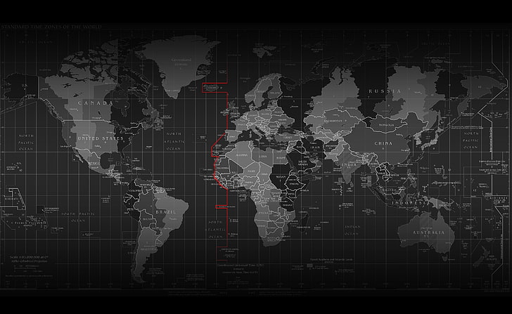 Time Zone Map, gray and black world map wallpaper, Aero, no people, HD wallpaper