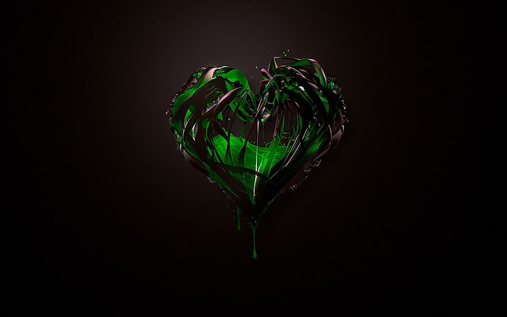 HD wallpaper: abstract, Green, heart, Hearts, studio shot, indoors, black  background | Wallpaper Flare