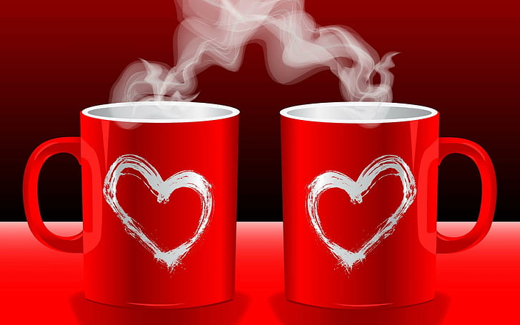 Love,Morning ,Coffee, good morning, red cups, HD wallpaper