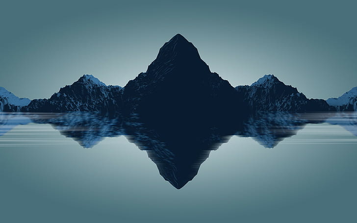 mountain range reflective photography, landscape, mountains, water, HD wallpaper