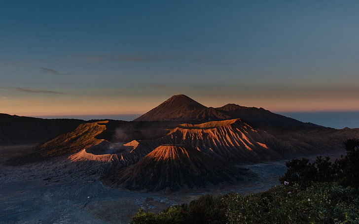 volcano, landscape, sky, nature, Mount Bromo, Indonesia, mountain, HD wallpaper