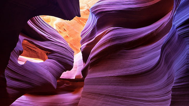 Antelope Canyon, nature, purple, rock, HD wallpaper