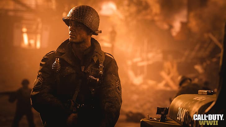 Flame, WW2, Soldier, Call of duty, COD14, COD:WWll, Foreground, HD wallpaper