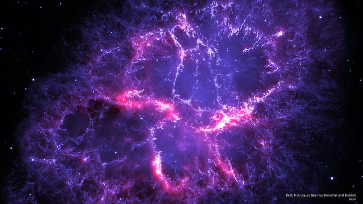 Crab Nebula, as Seen by Herschel and Hubble, Space