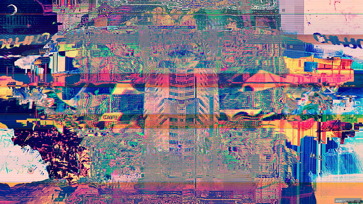 glitch art, abstract, dark, LSD, multi colored, creativity, HD wallpaper