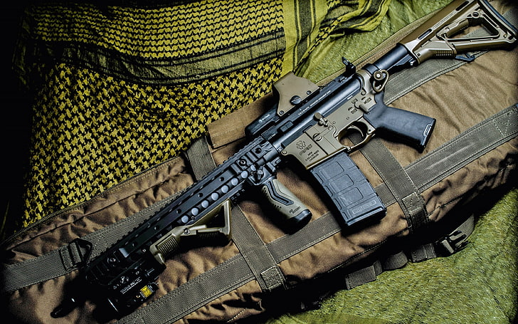 M4 Magpul Assault Rifle Weapon, black assault rifle, War & Army