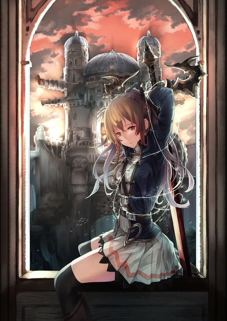Granblue Fantasy, sword, anime girls, Vila (Granblue Fantasy), HD wallpaper
