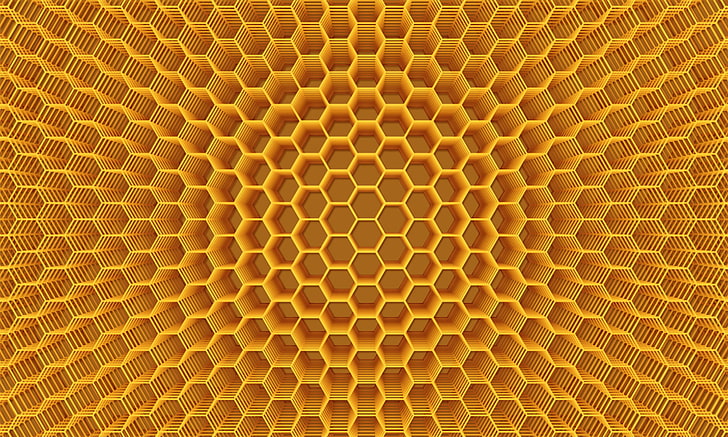 orange honeycomb digital wallpaper, cell, abstraction, texture