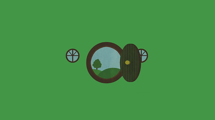 the lord of the rings the hobbit minimalism bag end, green color, HD wallpaper