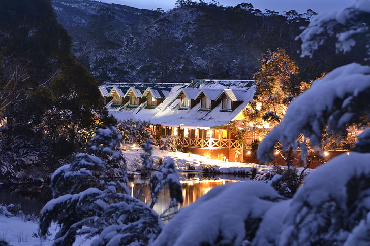 australia, cradle mountain lodge, snow, tasmania, winter, cold temperature, HD wallpaper