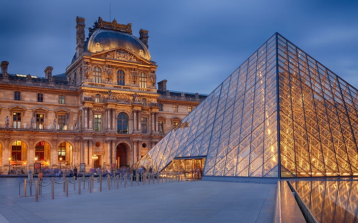 Louvre, Paris, France, pyramid, architecture, built structure, HD wallpaper