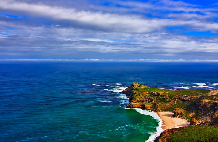 aerial shot of body of water during daytime, Cape Point, HDR