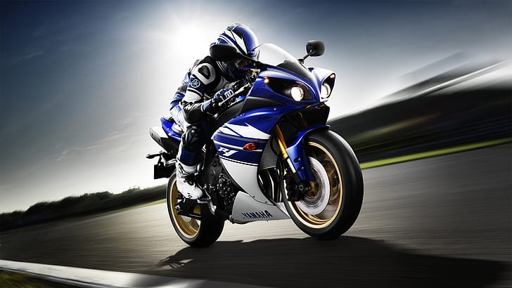 Yamaha YZF-R1 motorcycle, rider, sport bike, speed