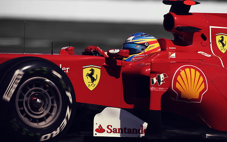 car, Ferrari, Formula 1, Fernando Alonso, helmet, race cars, HD wallpaper