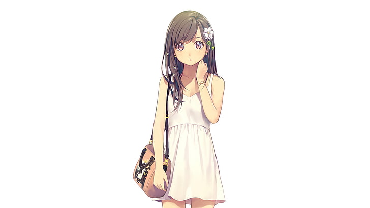 female anime character illustration, anime girls, brunette, long hair